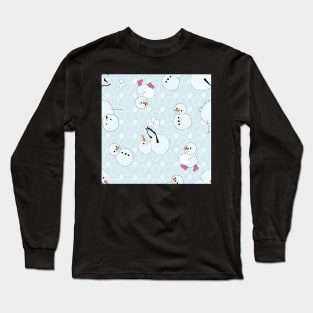 Cute Snowmen playing with snowballs during Long Sleeve T-Shirt